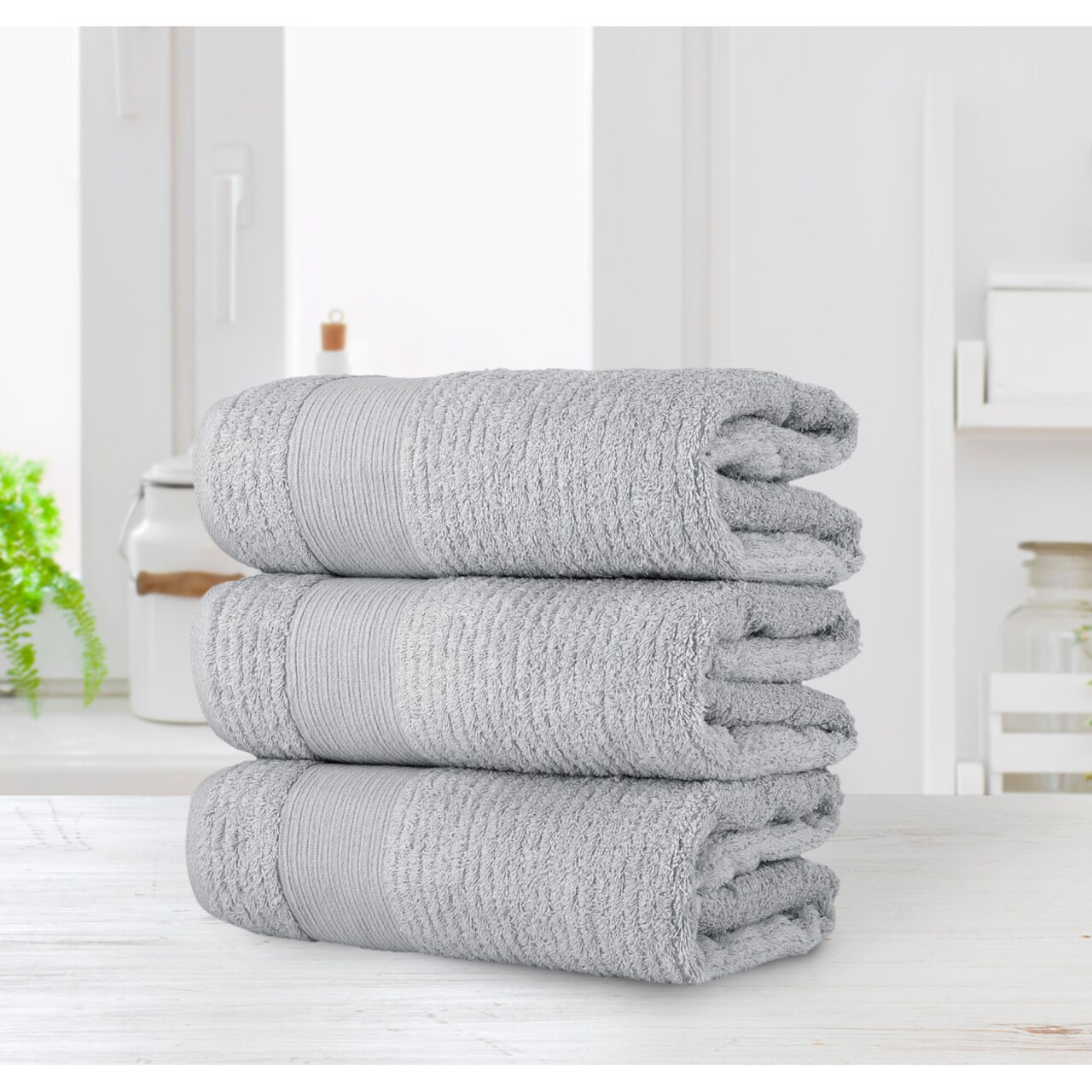 Chic Home Luxurious 3-Piece 100% Pure Turkish Cotton Bath Towels 30" x 60" Jacquard Weave Design